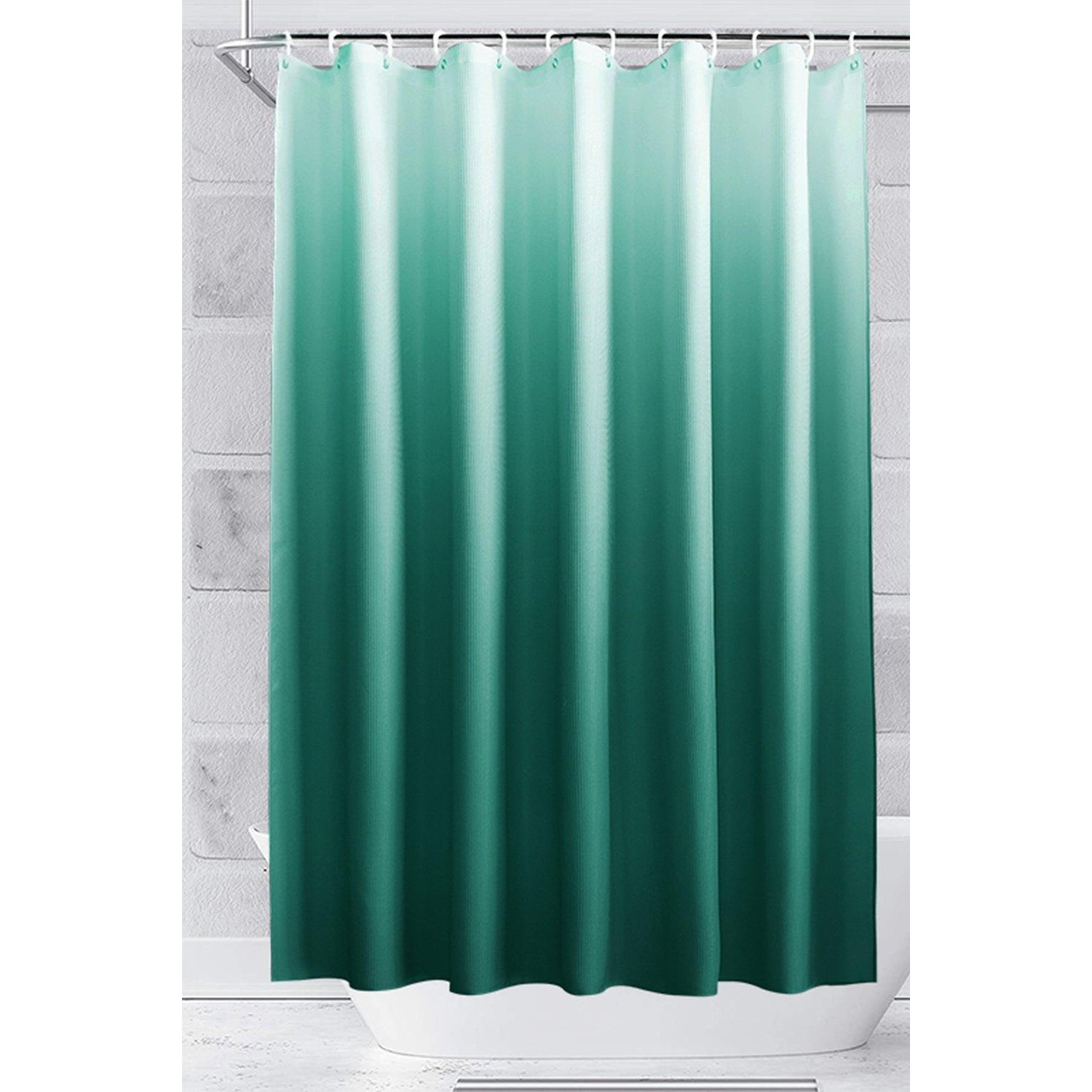Gradient Colour Shower Curtain, Light Green & White - 180cm x 180cm - image 1