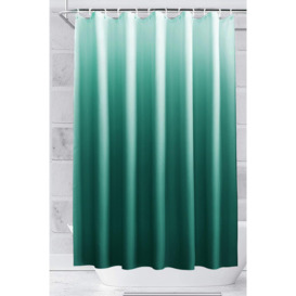 Gradient Colour Shower Curtain, Light Green & White - 180cm x 180cm - thumbnail 1