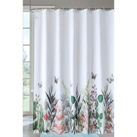Butterfly Flowered Plant Wildflower Shower Curtain - 180cm x 200cm - thumbnail 1