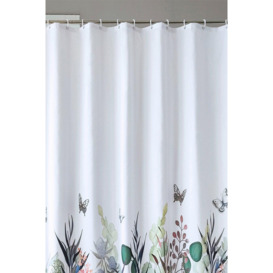 Butterfly Flowered Plant Wildflower Shower Curtain - 180cm x 200cm - thumbnail 2