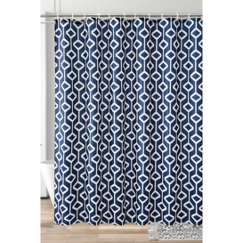 Abstract Geometic Shower Curtain, Navy Blue - 180cm x 180cm - thumbnail 1