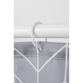 Geometric Lines Printed Polyester Shower Curtain - Grey - thumbnail 2