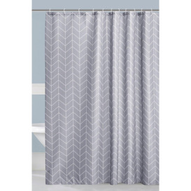 Geometric Lines Printed Polyester Shower Curtain - Grey
