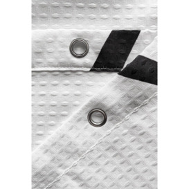 Lattice Design Shower Curtain, White & Black - 180cm x 180cm - thumbnail 3