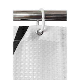Lattice Design Shower Curtain, White & Black - 180cm x 180cm - thumbnail 2