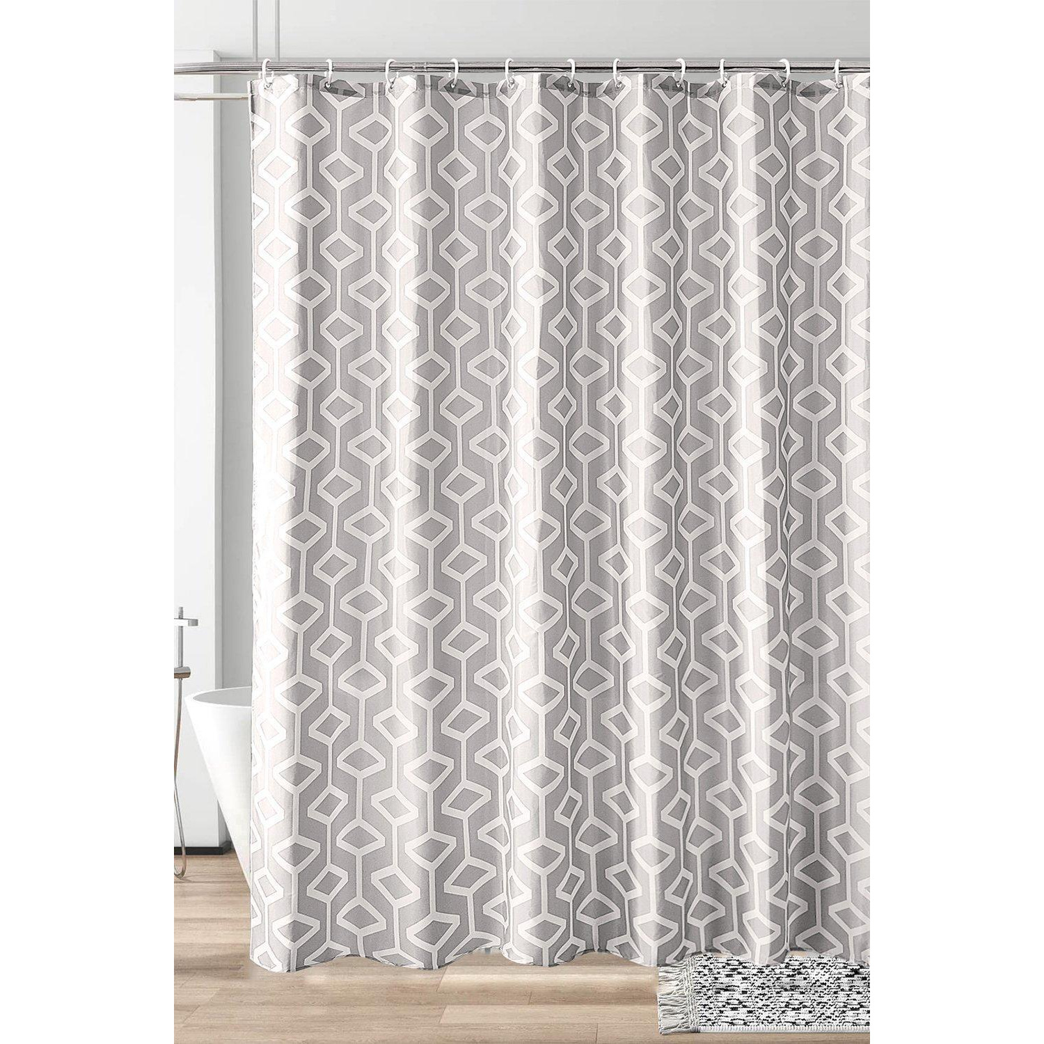 Abstract Geometic Shower Curtain, Grey - 180cm x 180cm - image 1