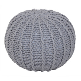 Cable Knit Round Pouffe Chunky Seat Decor Footstool Ottoman 100% Cotton Handmade
