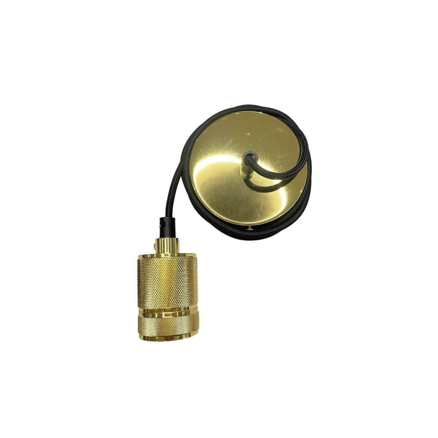 'Sydney' Gold Knurled Single Band 1.5m adjustable E27 Ceiling Pendant and Matching ceiling Rose - image 1