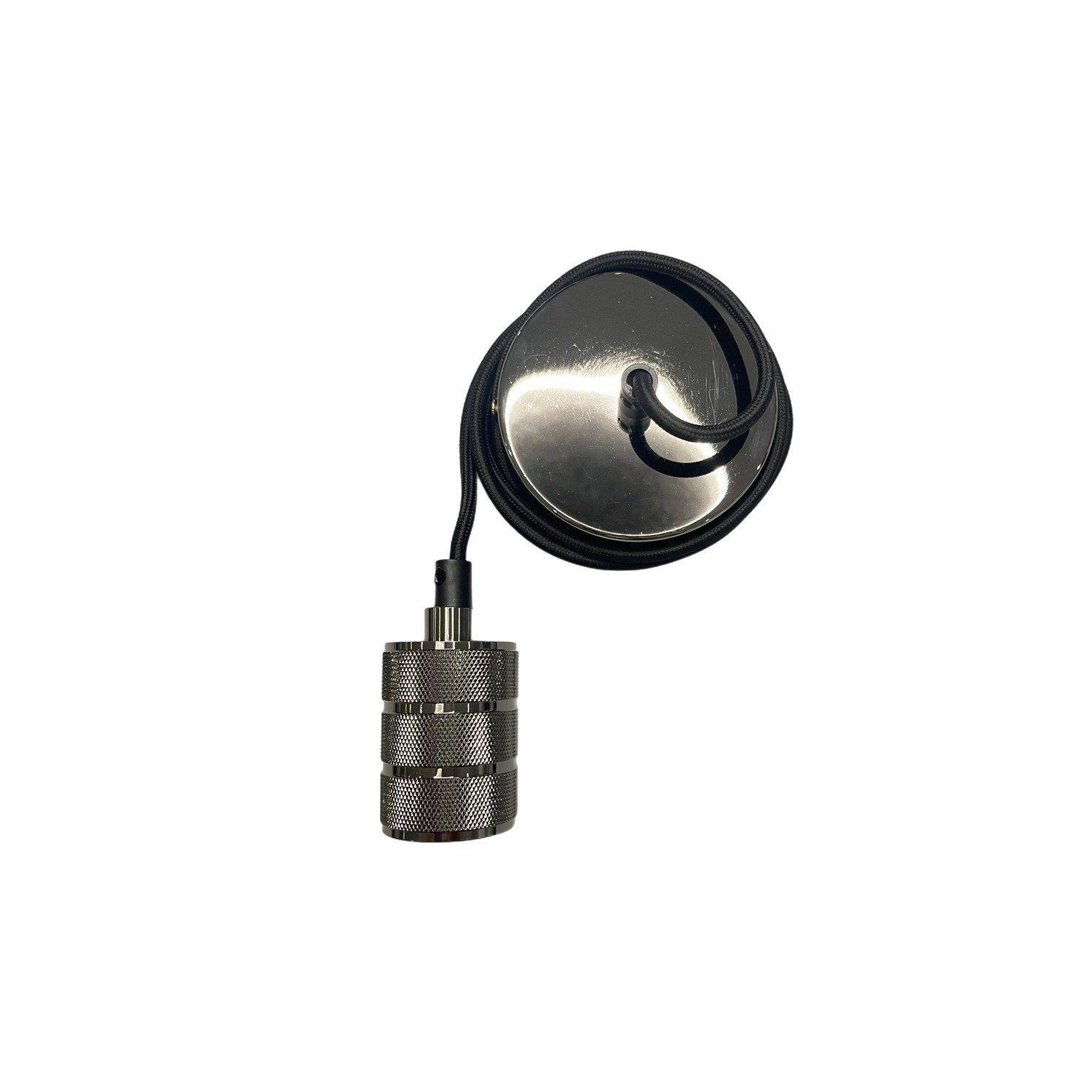 'Sydney' Black Knurled Two Band 1.5m adjustable E27 Ceiling Pendant and Matching ceiling Rose - image 1