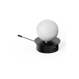 CGC Lighting 'Macie' Black & White Opal Globe LED Rechargeable Magnetic USB Reading Bedside Wall Light Pull Cord Switch - thumbnail 2