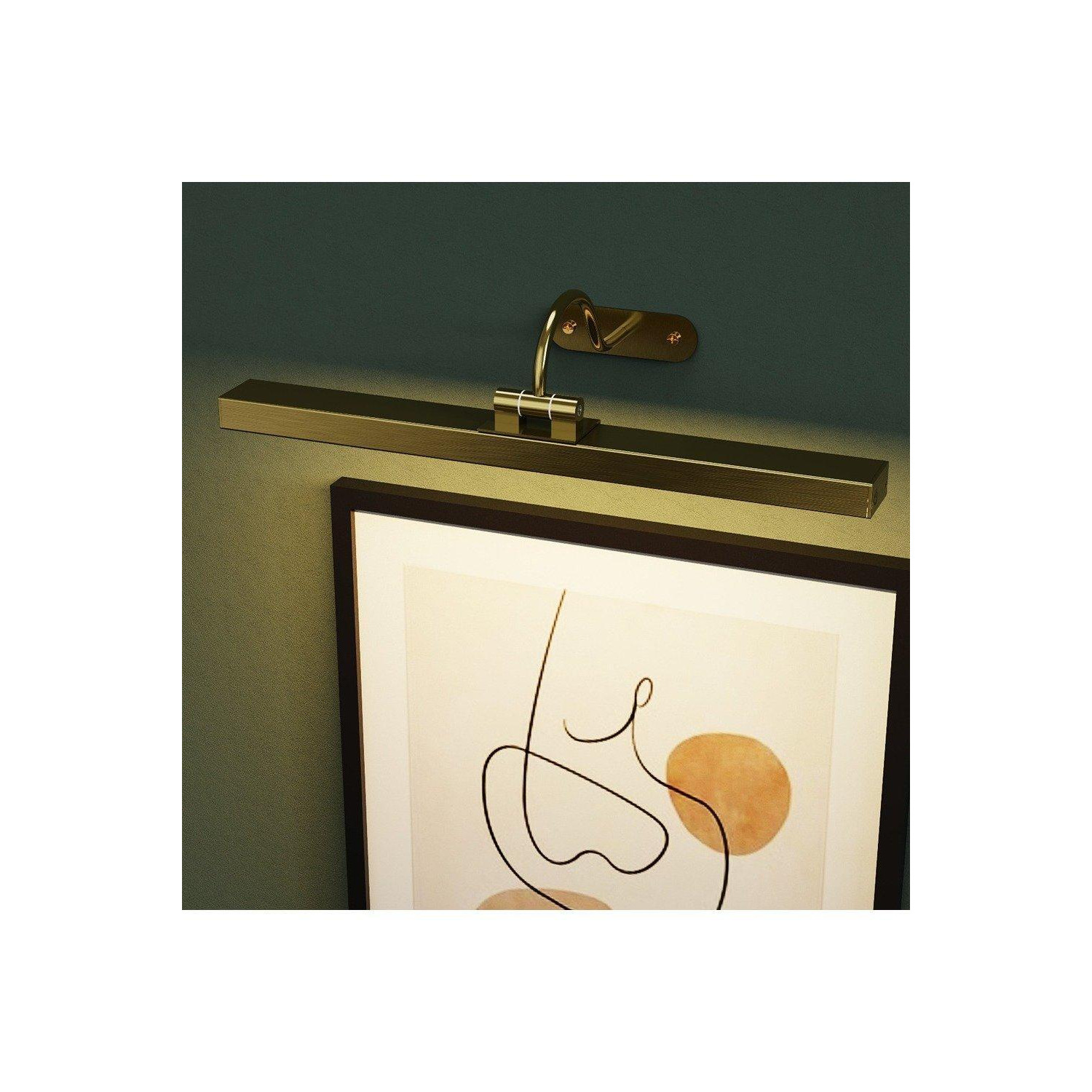 'Virgo' Curved Satin Gold LED Rechargeable Magnetic USB Over Picture Wall Light - image 1