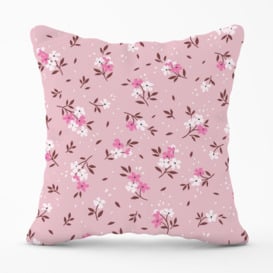 Pretty Pink Flower Pattern Outdoor Cushion