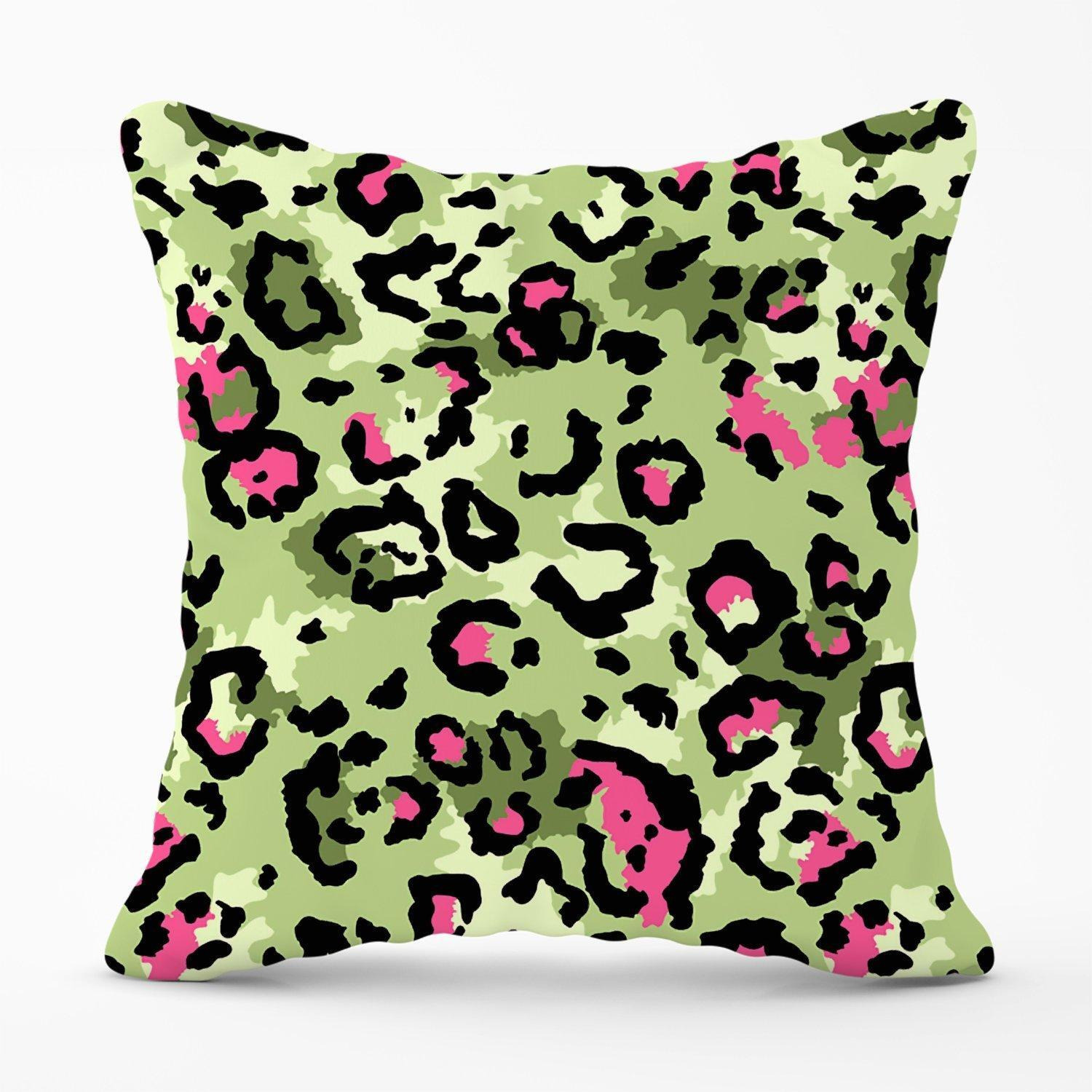 Green And Pink Leopard Print Outdoor Cushion - image 1