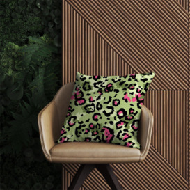 Green And Pink Leopard Print Outdoor Cushion - thumbnail 2