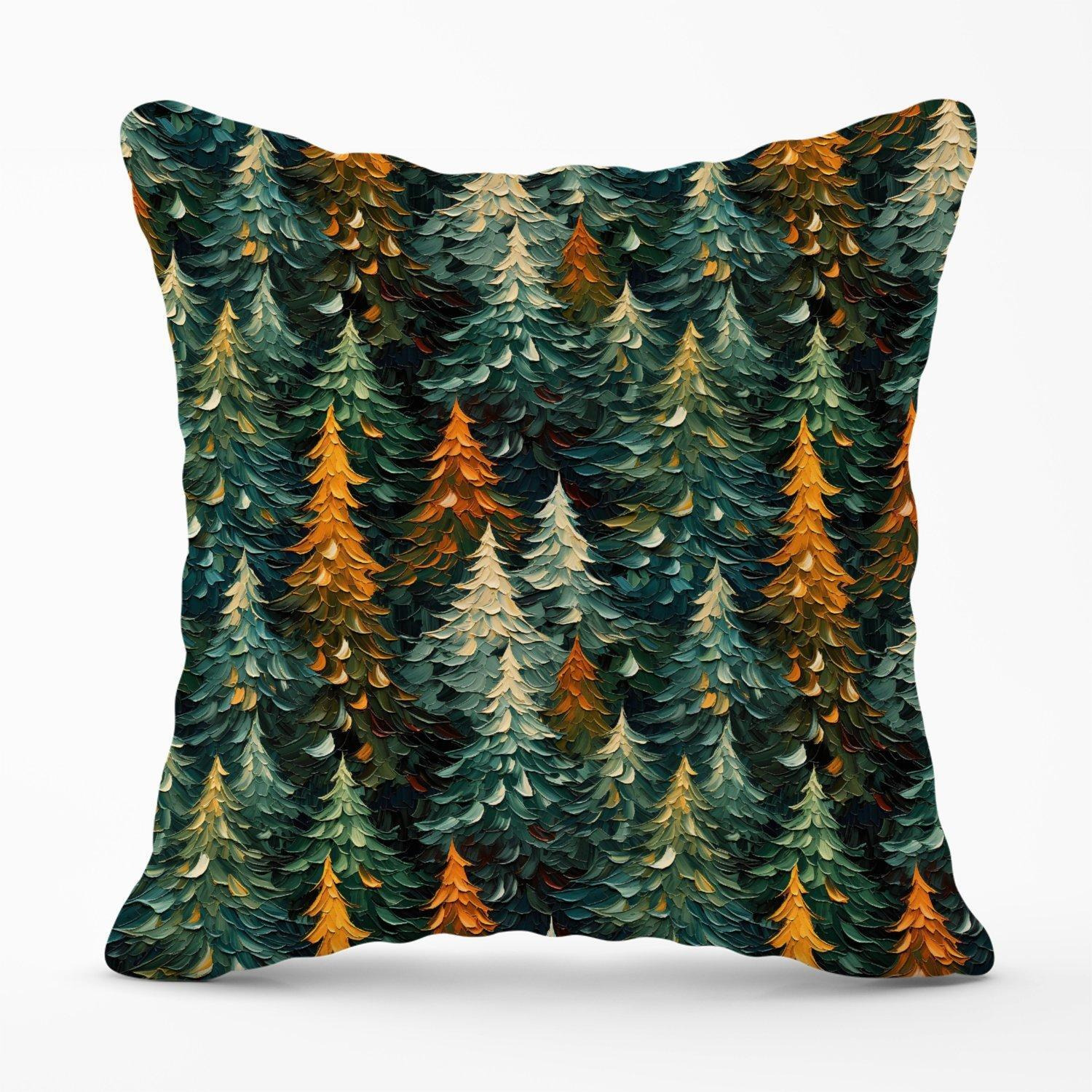 Impasto Style Christmas Trees Outdoor Cushion - image 1
