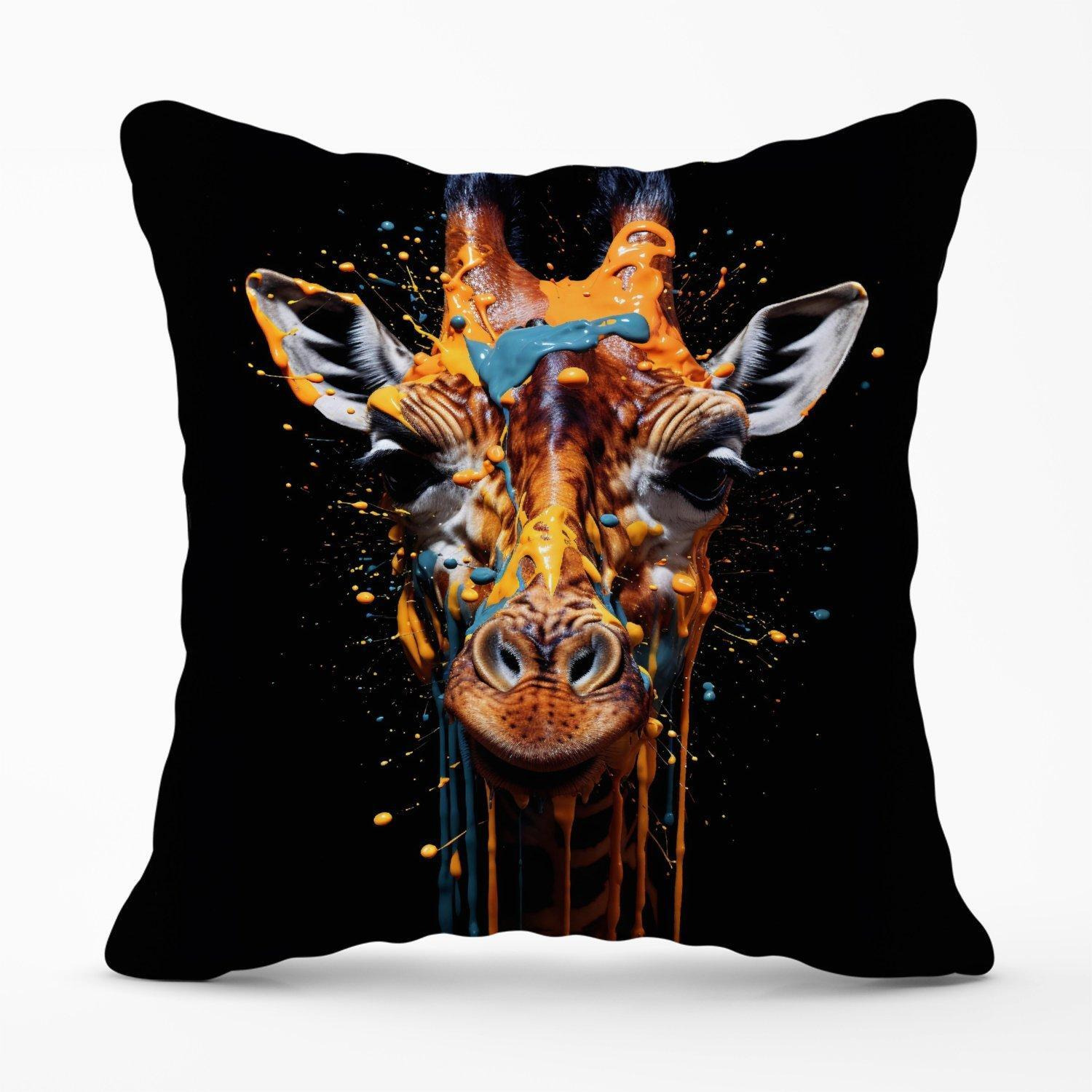 Giraffe Face Splashart Outdoor Cushion - image 1