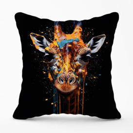 Giraffe Face Splashart Outdoor Cushion