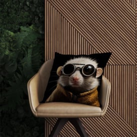 Realistic Doormouse with Glasses Outdoor Cushion - thumbnail 2