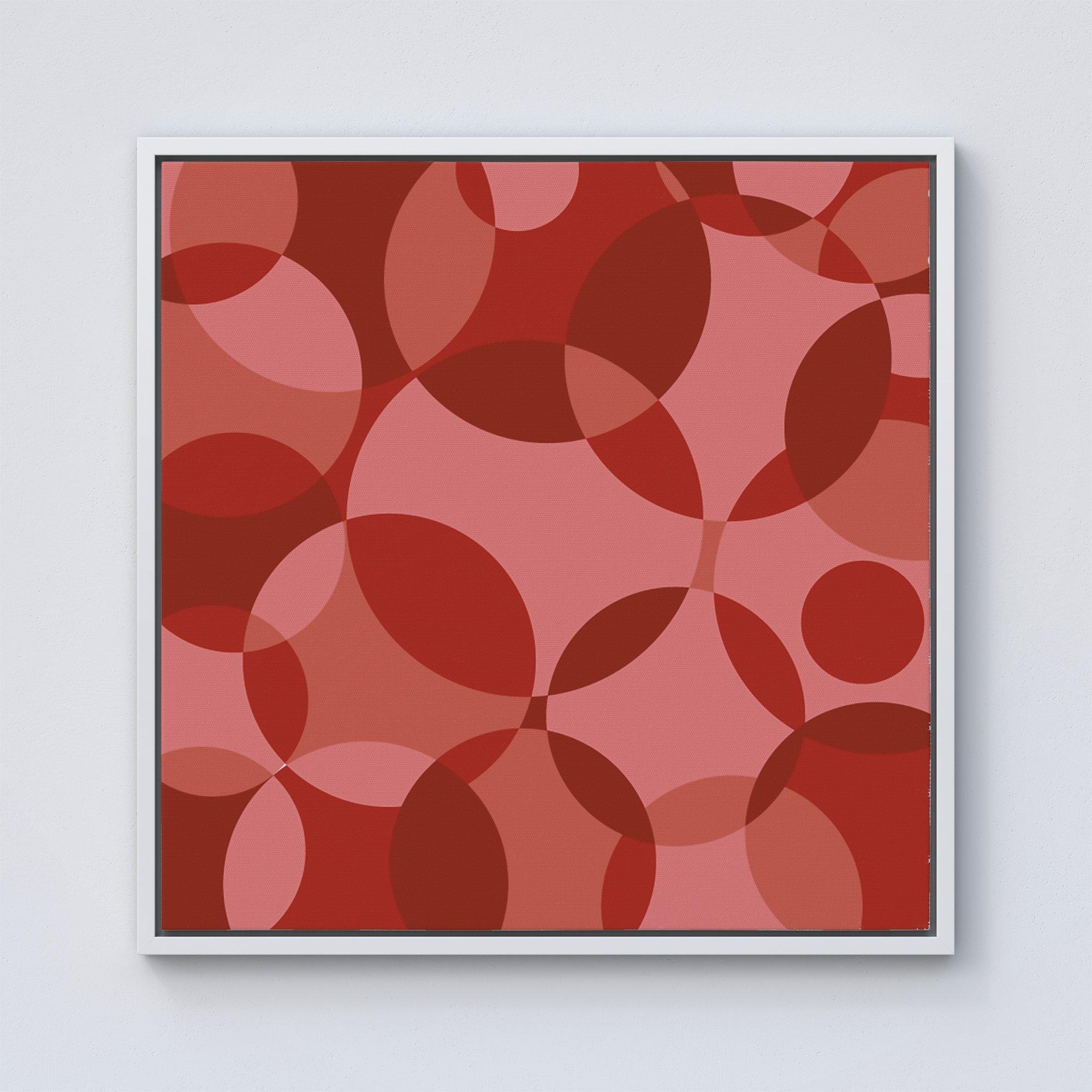 Red Circle Pattern Framed Canvas - image 1