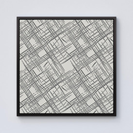 Monochrome Distressted Pattern Framed Canvas - thumbnail 1