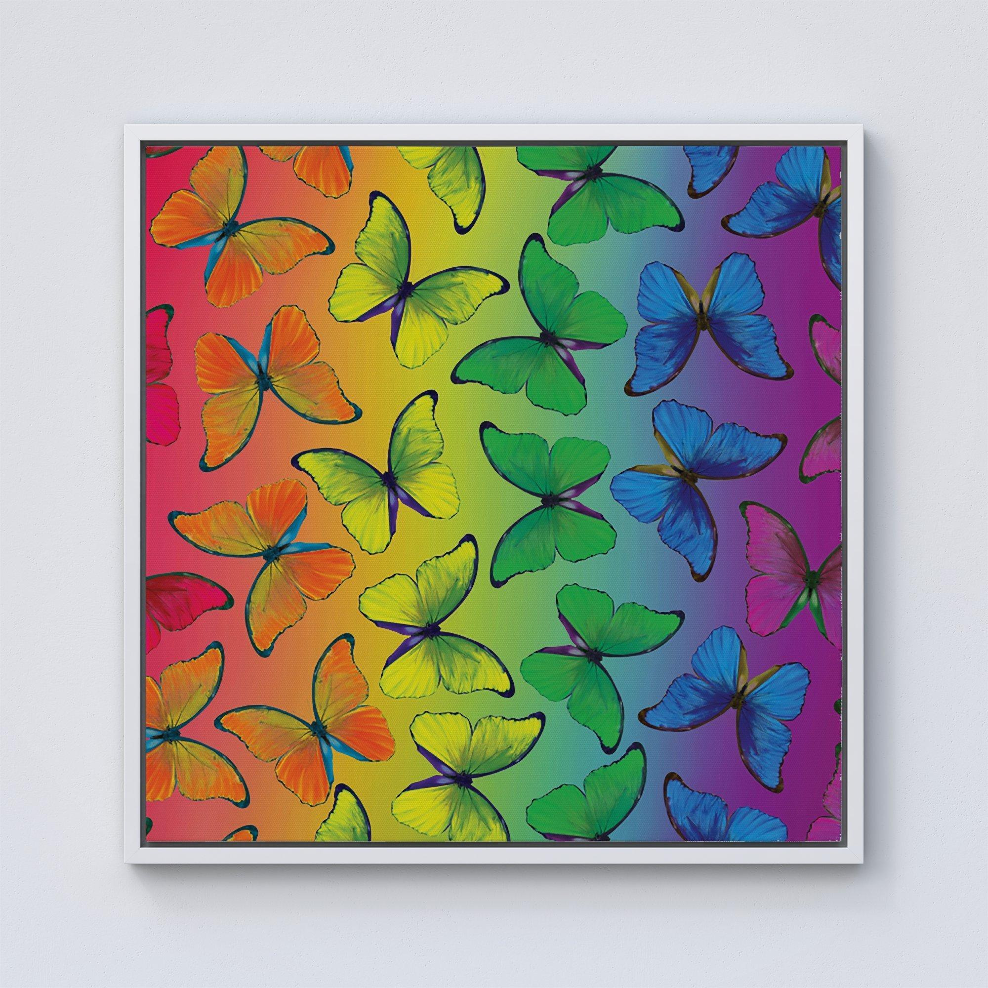 Multicoloured Butterfly Pattern Framed Canvas - image 1