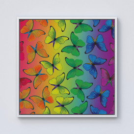 Multicoloured Butterfly Pattern Framed Canvas - thumbnail 1