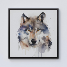 Wolf Watercolour Framed Canvas
