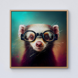 Ferret With Glasses Splashart Framed Canvas