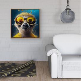 Meerkat With Golden Glasses Splashart Framed Canvas - thumbnail 2