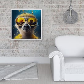 Meerkat With Golden Glasses Splashart Framed Canvas - thumbnail 2