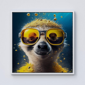 Meerkat With Golden Glasses Splashart Framed Canvas - thumbnail 1