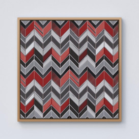 Red Grey Geometric Pattern Framed Canvas