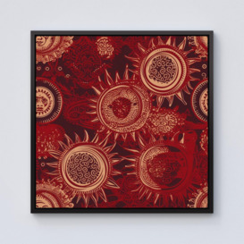 Abstract Red Moon and Sun Framed Canvas - thumbnail 1