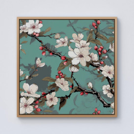 Pink Blossom Asian Design Framed Canvas