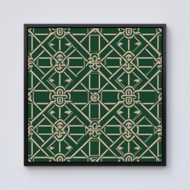 Green Lattice Design Framed Canvas