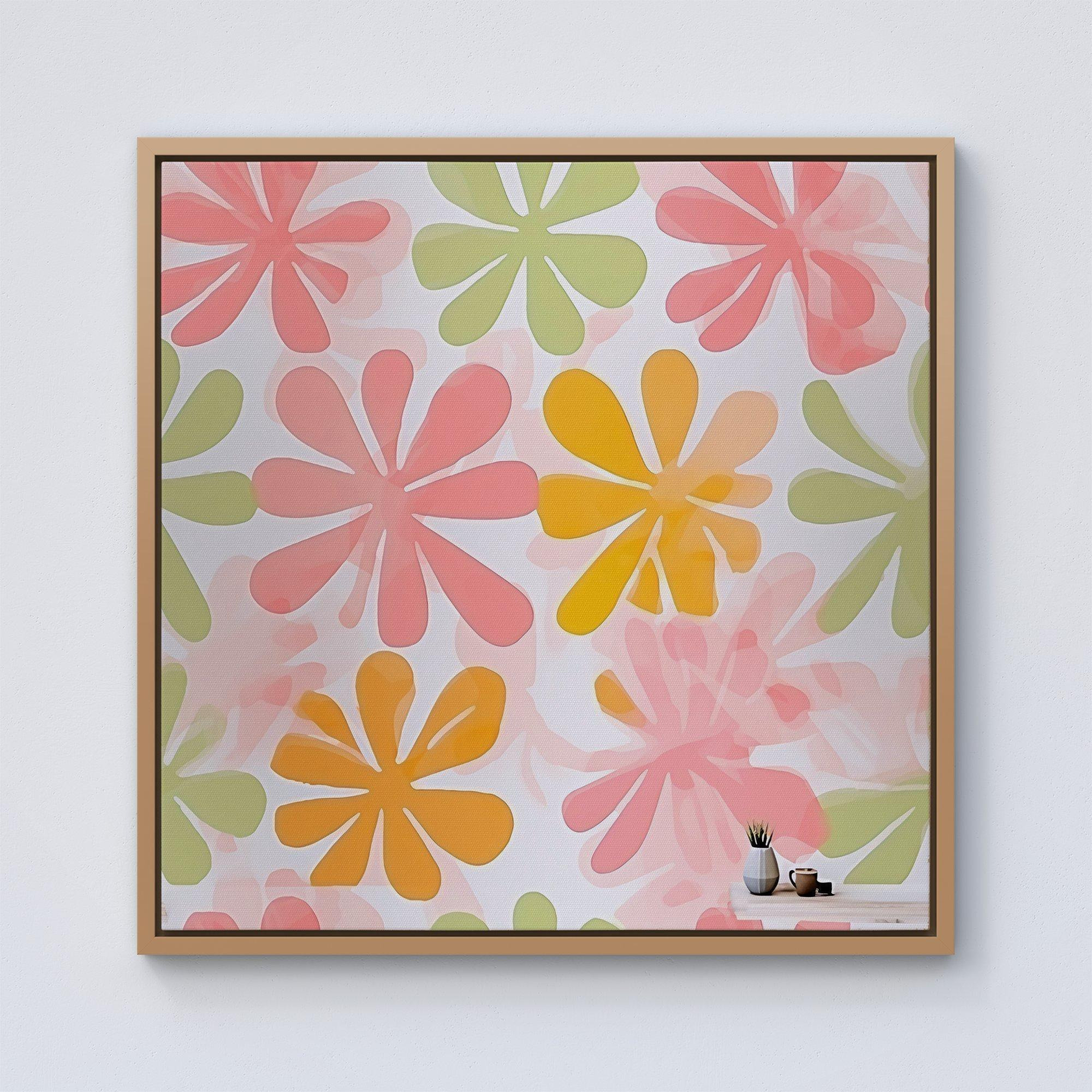 Yellow And Pink Flowers Framed Canvas - image 1