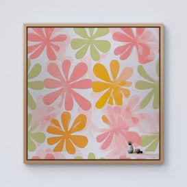 Yellow And Pink Flowers Framed Canvas