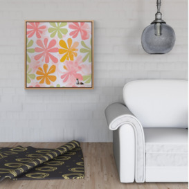 Yellow And Pink Flowers Framed Canvas - thumbnail 2