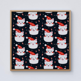 Cute Cats Wearing Santa Claus Hats Framed Canvas - thumbnail 1