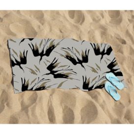 Black And Gold Fire Bird Silhouettes Beach Towel - thumbnail 2