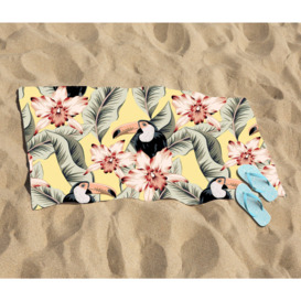 Toucans, Orchids And Palm Leaves Beach Towel - thumbnail 2
