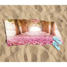 Pink Flower Tree Tunnel Beach Towel - thumbnail 2