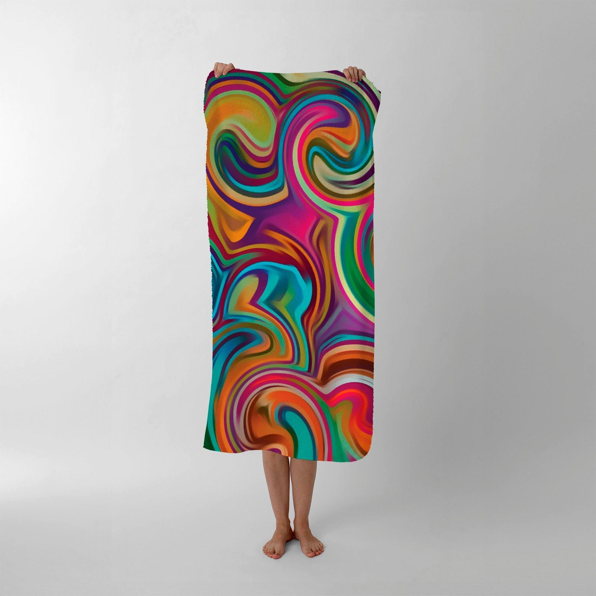 Colourful Wave Pattern Beach Towel - image 1