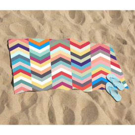 Geometric Multi Colored Chevron Pattern Beach Towel - thumbnail 2