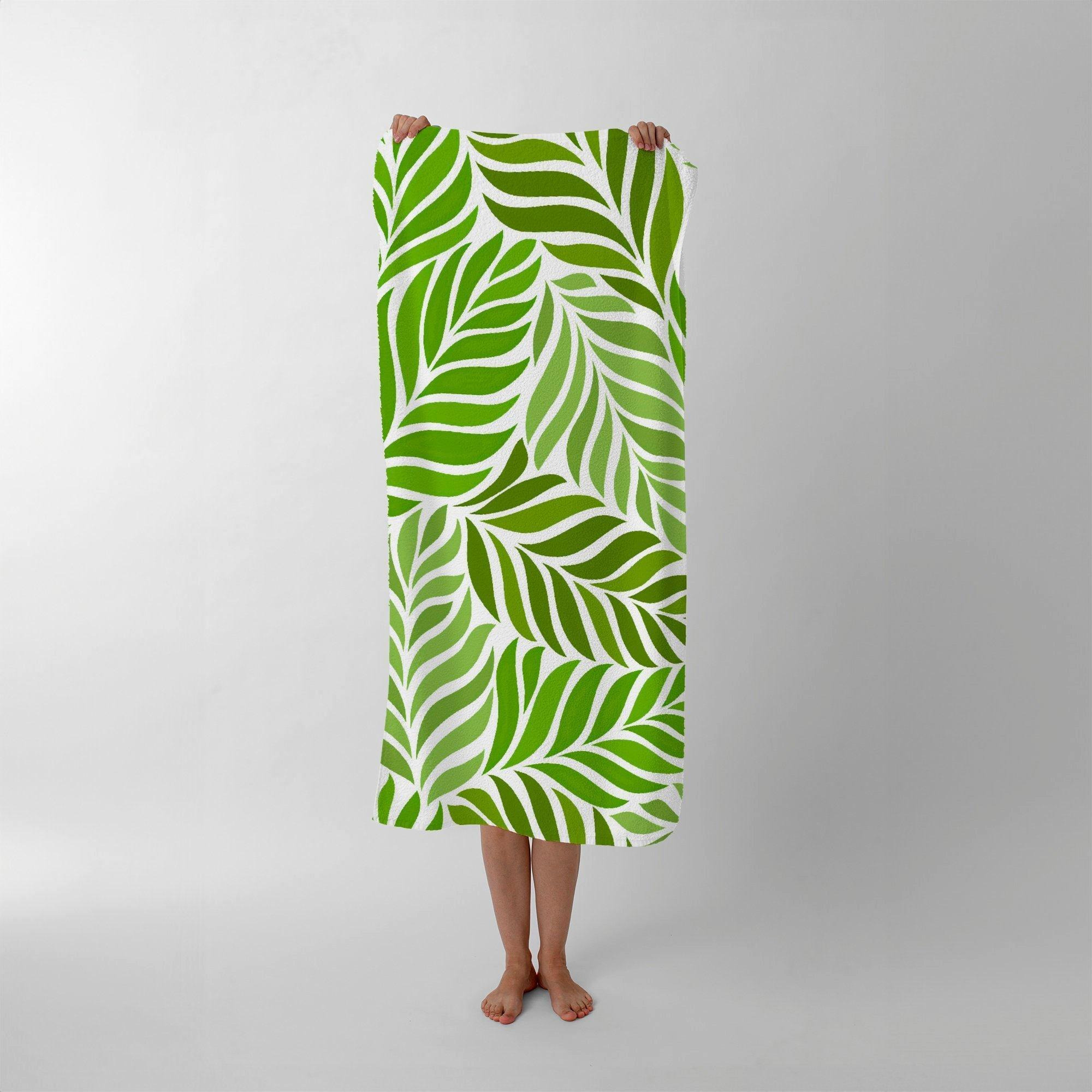 Green Leaf Pattern Beach Towel - image 1