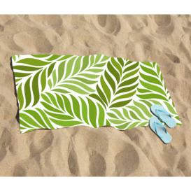 Green Leaf Pattern Beach Towel - thumbnail 2