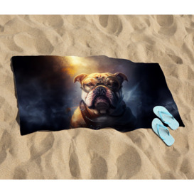 Bulldog With Glasses Splashart Golden Beach Towel - thumbnail 2