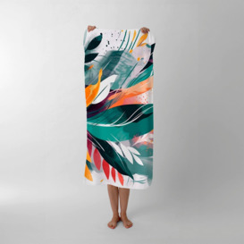 Coloured Abstrace Feather Leaves Beach Towel