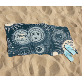 Silver Blue Moon and Stars Beach Towel - thumbnail 2