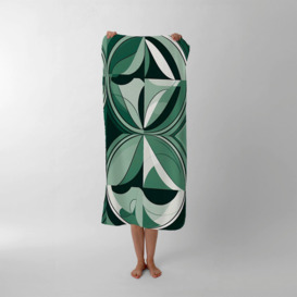 Geometric Green Black Beach Towel